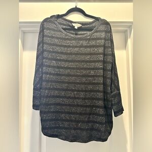 Market & Spruce Black and Gray Striped Long Sleeve Top